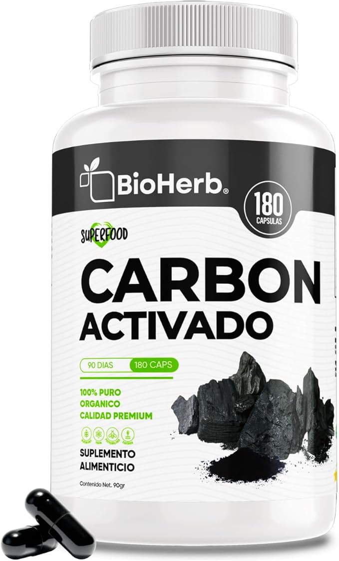 BioHerb Carbón Activado Micronizado con 180 Cápsulas de 500 mg